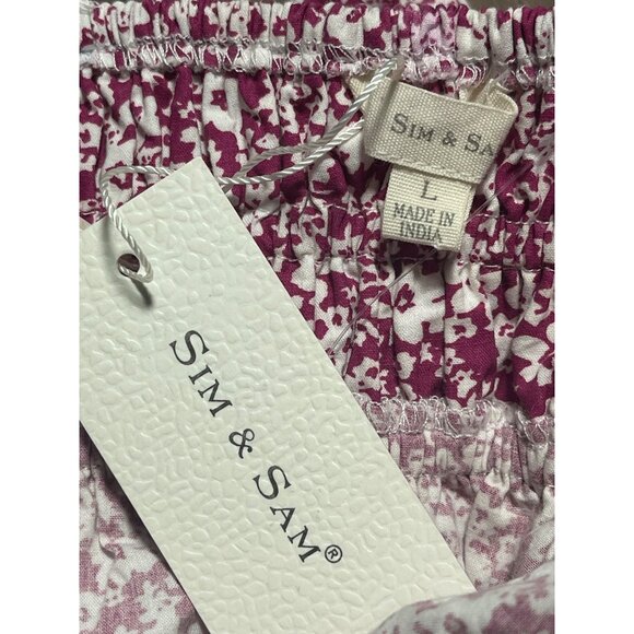 Sim & Sam Womens Floral Smocked Peplum Crop Top Sizzling Magenta Size Large - Picture 6 of 10